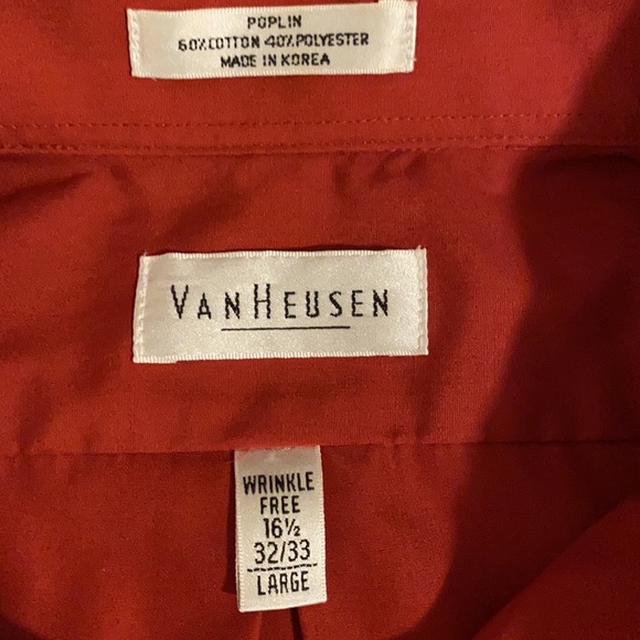 Van Heusen Men’s Long Sleeve Button Down Dress Shirt Large 16 1/2 Red - Picture 4 of 5